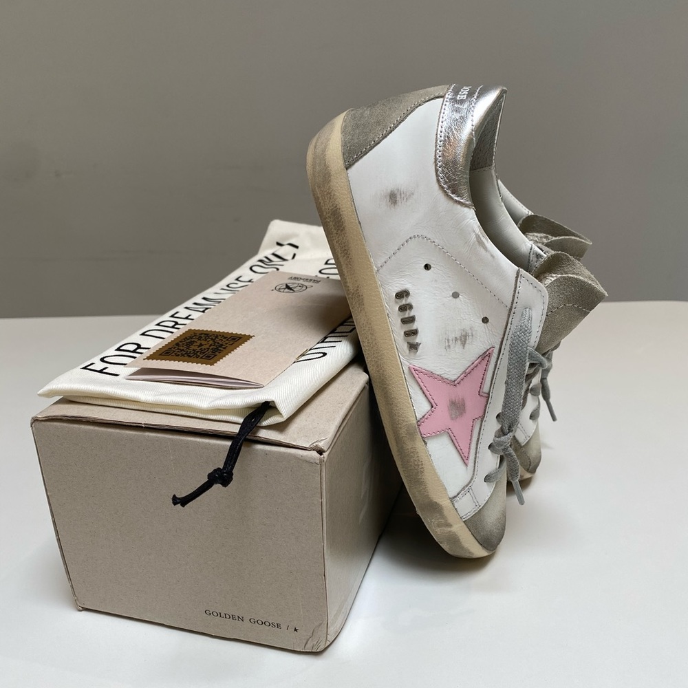 Golden Goose Superstar Sneaker White Leather/Ice/Orchid Pink sz 36 New in Box - Picture 9 of 14
